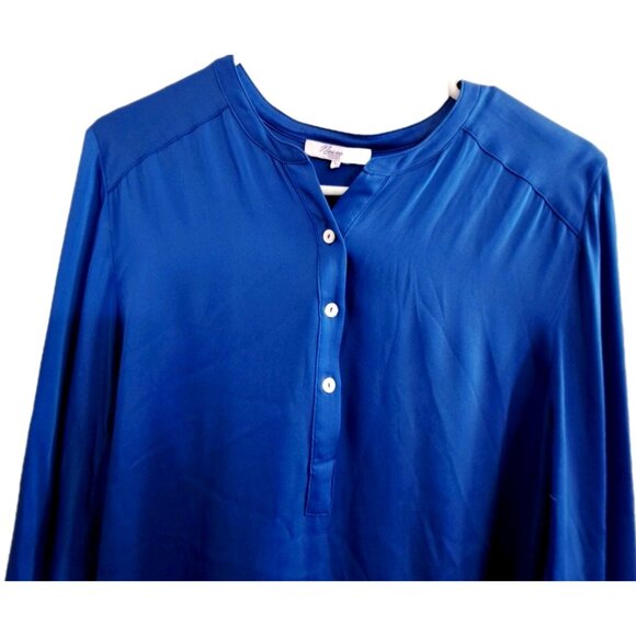 Nouvelle Palm Beach Women's L Royal Blue Silk Long Sleeve Blouse - Picture 4 of 8